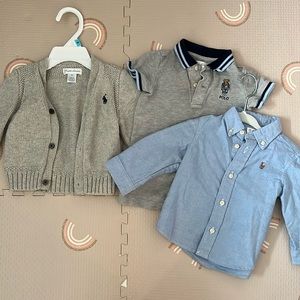 Baby Ralph Lauren bundle cardigan short and polo onesie 6M